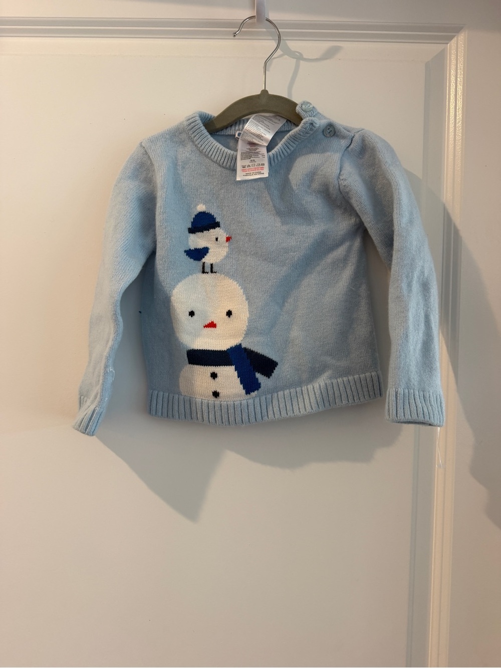 Jacadi Light Blue Snowman Knit Sweater